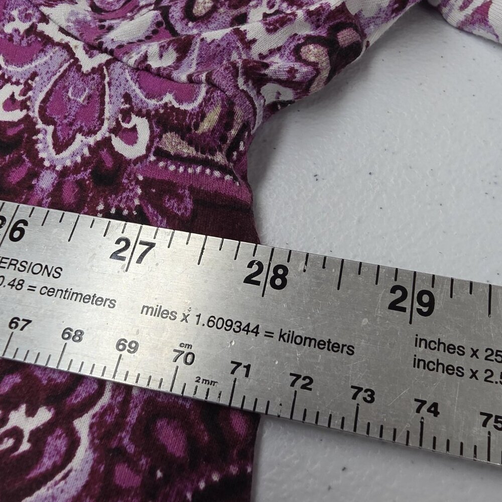 Catherines Shirt Womens 3X Purple Medallion Print Rayon Knit Keyhole Top Boho - Picture 9 of 10